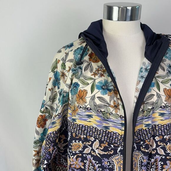 Johnny Was Multi Print Nylon Zip Jacket with Hood - Picture 2 of 6